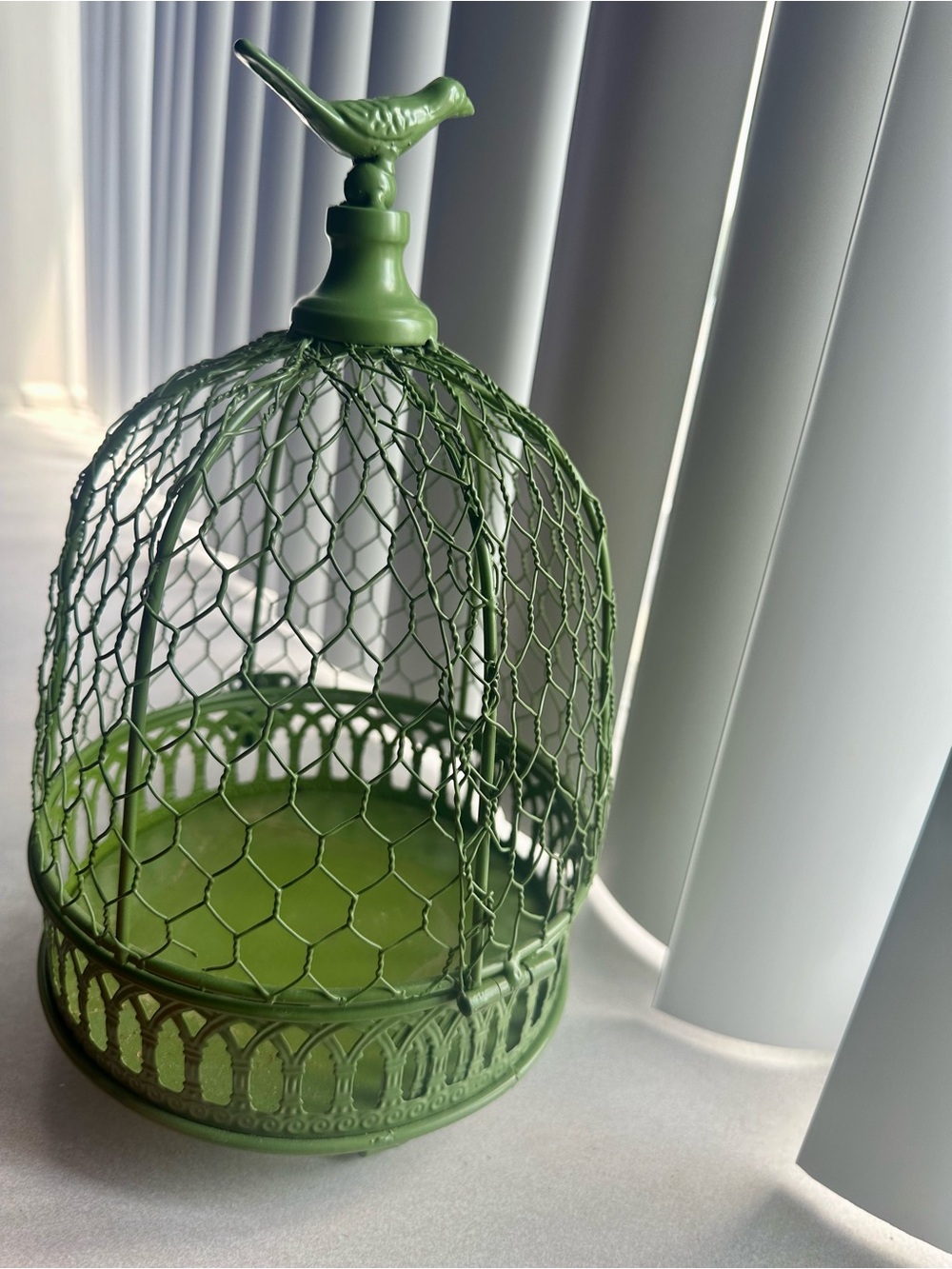 Decorative Green Bird Cage Accent